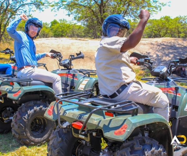 2 people enjoying a safari quad bike ride in polokwane