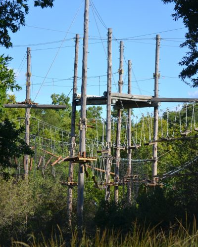 outdoor rope course structure at adventure park